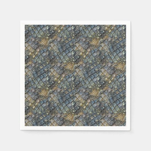Nachahmung der Krokodilhaut. Tierdruck. Serviette (Vorderseite)