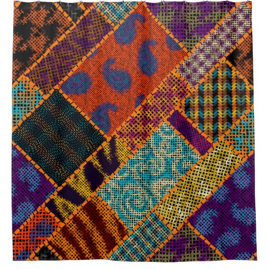 Nachahmung indianischer Patchwork-Muster mit Textu Duschvorhang (Vorderseite)