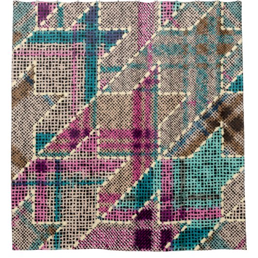 Nachahmung indianischer Patchwork-Muster mit Textu Duschvorhang (Vorderseite)