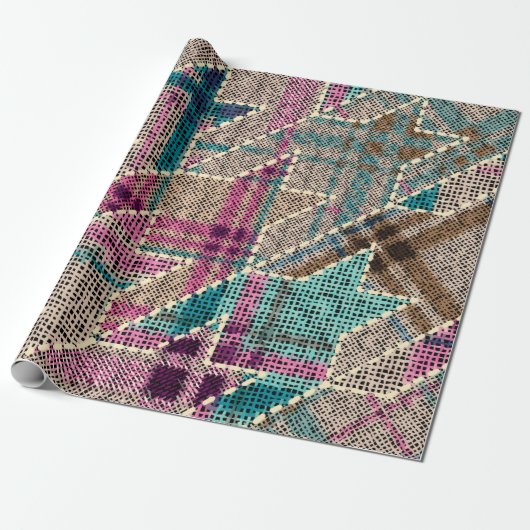 Nachahmung indianischer Patchwork-Muster mit Textu Geschenkpapier (Ungerollt)