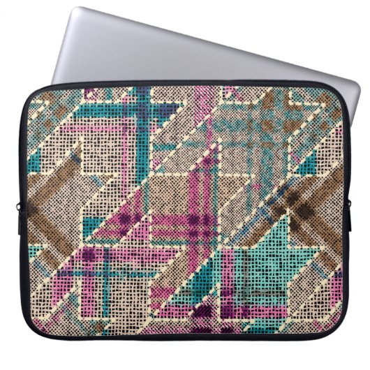Nachahmung indianischer Patchwork-Muster mit Textu Laptopschutzhülle (Vorderseite)