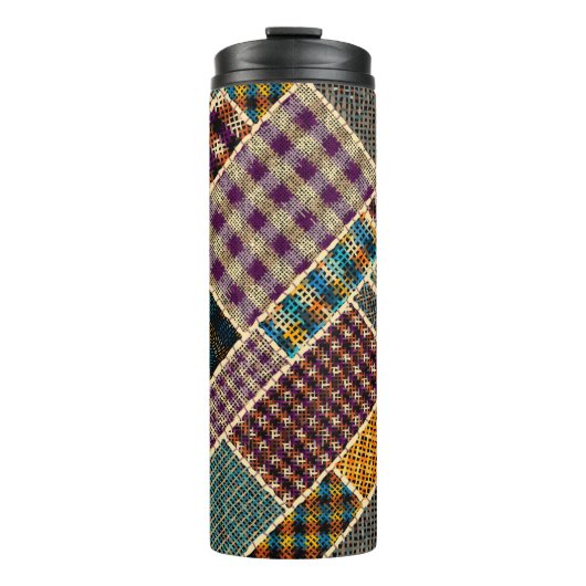 Nachahmung indianischer Patchwork-Muster mit Textu Thermosbecher (Vorderseite)