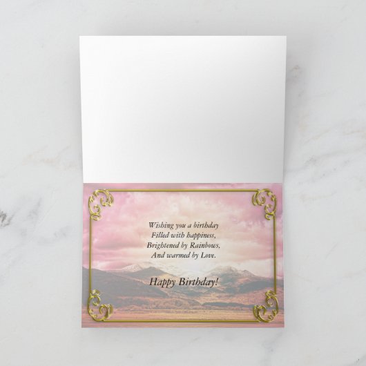 Nachbargeburtstag, Sonnenuntergang über den Bergen Karte (Innenseite)