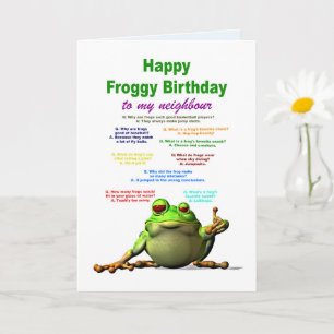 Nachbarn, Geburtstag, Frosch Jokes Karte