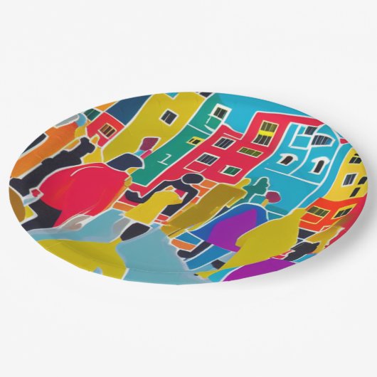 Nachbarn Pappteller (Schrägansicht)