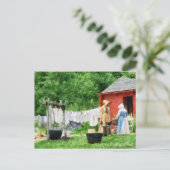 Nachbarn tratschen auf Washday Postkarte (Stehend Vorderseite)