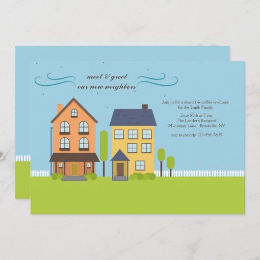 Nachbarn treffen sich und Einladung (Vorne/Hinten)