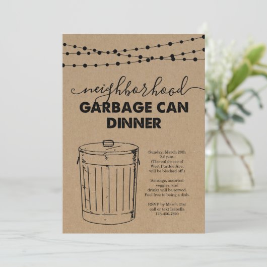 Nachbarschaft Müll kann Einladung zu Abend (Stehend Vorderseite)