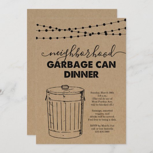 Nachbarschaft Müll kann Einladung zu Abend (Vorne/Hinten)