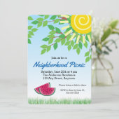 Nachbarschaft Picnic Invitati mit Watermelon & Sun Einladung (Stehend Vorderseite)