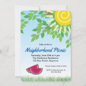 Nachbarschaft Picnic Invitati mit Watermelon & Sun Einladung (Vorderseite)