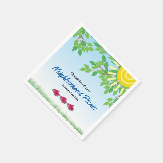 Nachbarschaft Picnic mit Watermelon & Sun Serviette (Ecke)