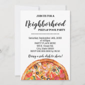 Nachbarschaft Pizza & Pool Summer Party Bash Einladung (Vorderseite)