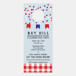 Nachbarschaft Sommer Picnic & Pool Party Einladung Türanhänger