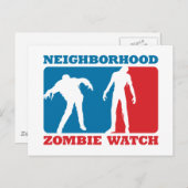 Nachbarschaft Zombie Watch - Rot und Blau Postkarte (Vorne/Hinten)