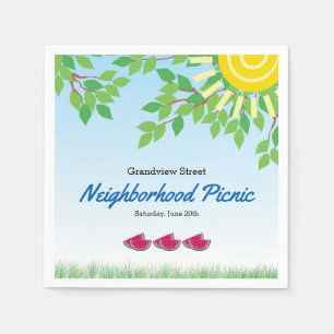 Nachbarschafts-Picknick mit Wassermelone u. Sun Serviette