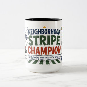 Nachbarschafts-Streifen-Champion-Rasen-Vater-Kaffe Zweifarbige Tasse
