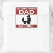 Nachbarschafts-Vater warnend Schildgrill Rot Quadratischer Aufkleber (Tasche)