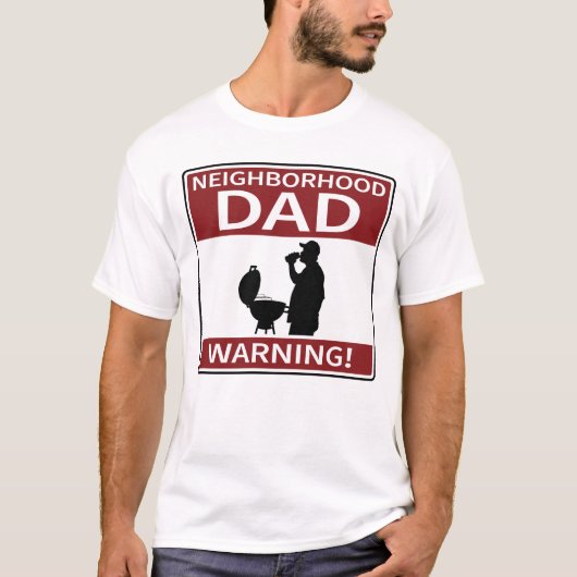 Nachbarschafts-Vater warnend Schildgrill Rot T-Shirt (Vorderseite)