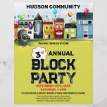 Nachbarschaftsblock Party Flyer<br><div class="desc">Houses rocking to a Music at a Party.</div>