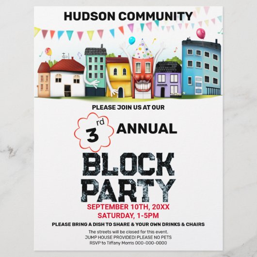 Nachbarschaftsblock Party Flyer (Vorne)