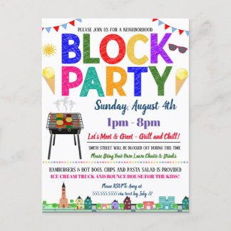 Nachbarschaftsblock-Party laden ein Postkarte