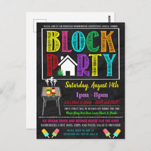 Nachbarschaftsblock-Party laden ein Postkarte (Vorne/Hinten)