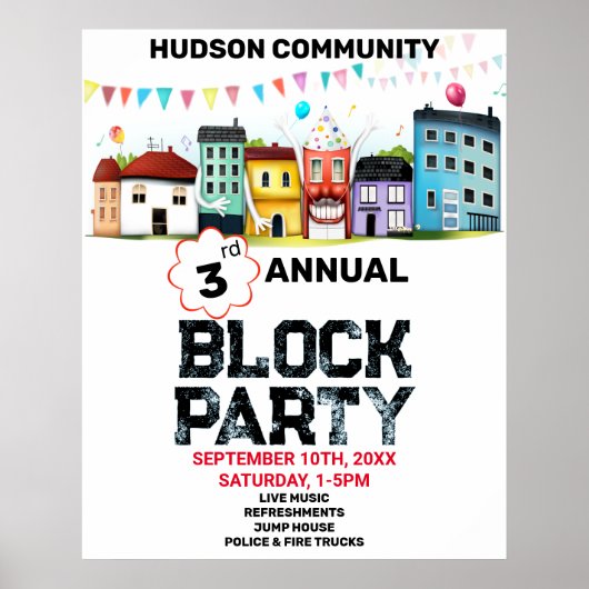 Nachbarschaftsblock-Party Poster (Vorne)