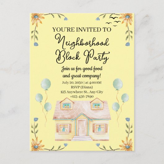 Nachbarschaftsblock-Party Postkarte (Vorderseite)