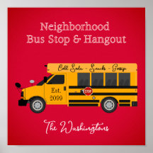 Nachbarschaftsbus Stopp & Hangout Poster Print