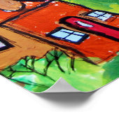 Nachbarschaftskatze auf Trampolin Poster (Ecke)