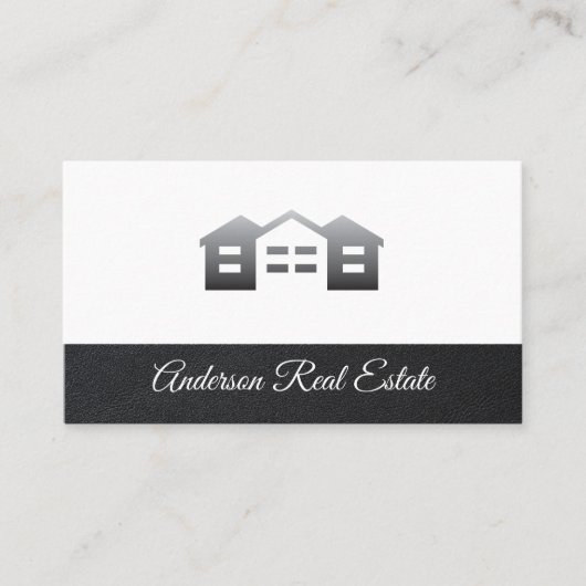 Nachbarschaftslogos | Leather Trim | Real Anwesen Visitenkarte (Vorderseite)