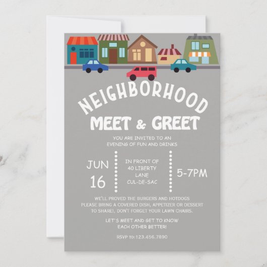 Nachbarschaftstreffen und Einladung (Vorderseite)