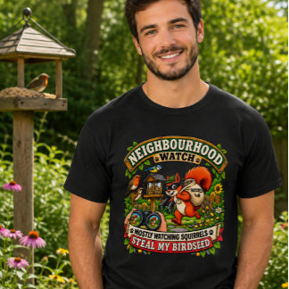 Nachbarschaftswache Lustiges Eichhörnchen Vogelbeo T-Shirt
