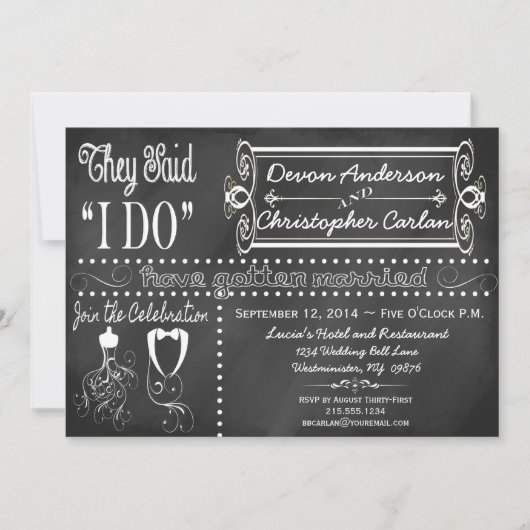 Nachdem modische Tafel-Einladung Wedding Einladung (Vorderseite)