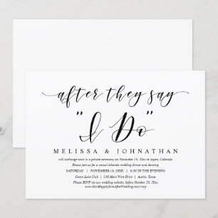 Nachdem sie sagen, ich tue, Hochzeit Elopement Din Einladung