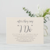 Nachdem sie sagen, ich tue, Hochzeit Elopement Din Einladung (Stehend Vorderseite)