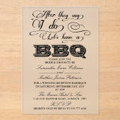 Nachdem sie sagen, ich tue, Lass eine GRILLEN! Acryleinladungen (Vorderseite)