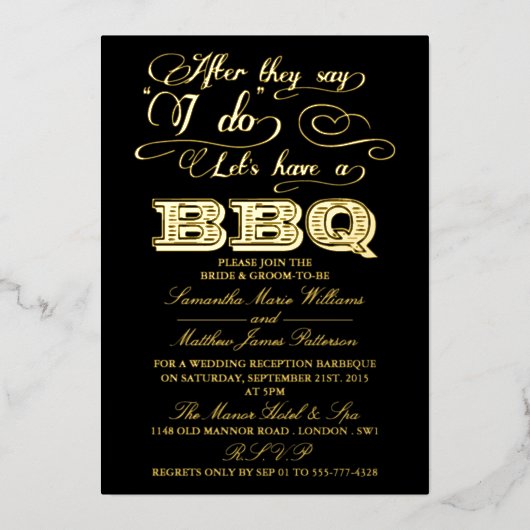 Nachdem sie sagen, ich tue, Lass eine GRILLEN! Hoc Folieneinladung (Vorderseite)