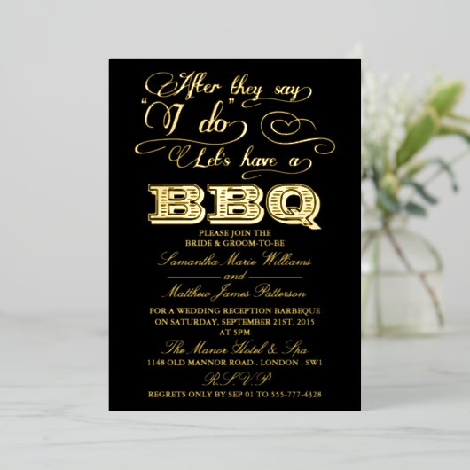 Nachdem sie sagen, ich tue, Lass eine GRILLEN! Hoc Folieneinladung (Stehend vorne)