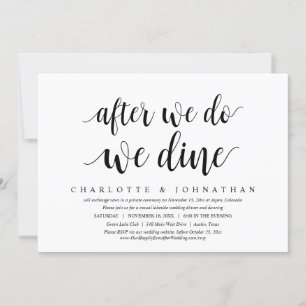 Nachdem wir es tun, dinieren wir, Hochzeits-Dinner Einladung