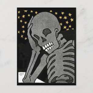 Nachdenkendes Skelett Postkarte