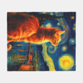 Nachdenkliche Ingwerkatze | Sternenhimmel Fleecedecke (Vorderseite (Horizontal))