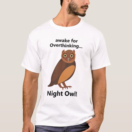 Nachdenkliche Nachteule Lustig T-Shirt (Vorderseite)