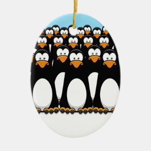 Nachdenkliche Pinguin-Armee Keramikornament