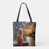 Nachdenkliche rote Katze | Sternenhimmel Tasche (Rückseite)