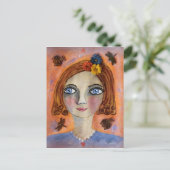 Nachdenkliche Whimsy Girl Postcard Postkarte (Stehend Vorderseite)
