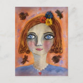 Nachdenkliche Whimsy Girl Postcard Postkarte (Vorderseite)