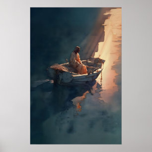 Nachdenklicher Fischer der Menschen Druck Jesus im Poster