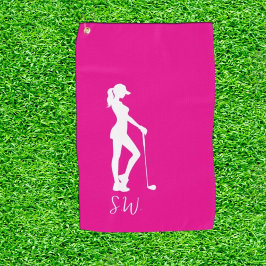 Nachdenkliches Geschenk Pink Lady Golfer Golfhandtuch